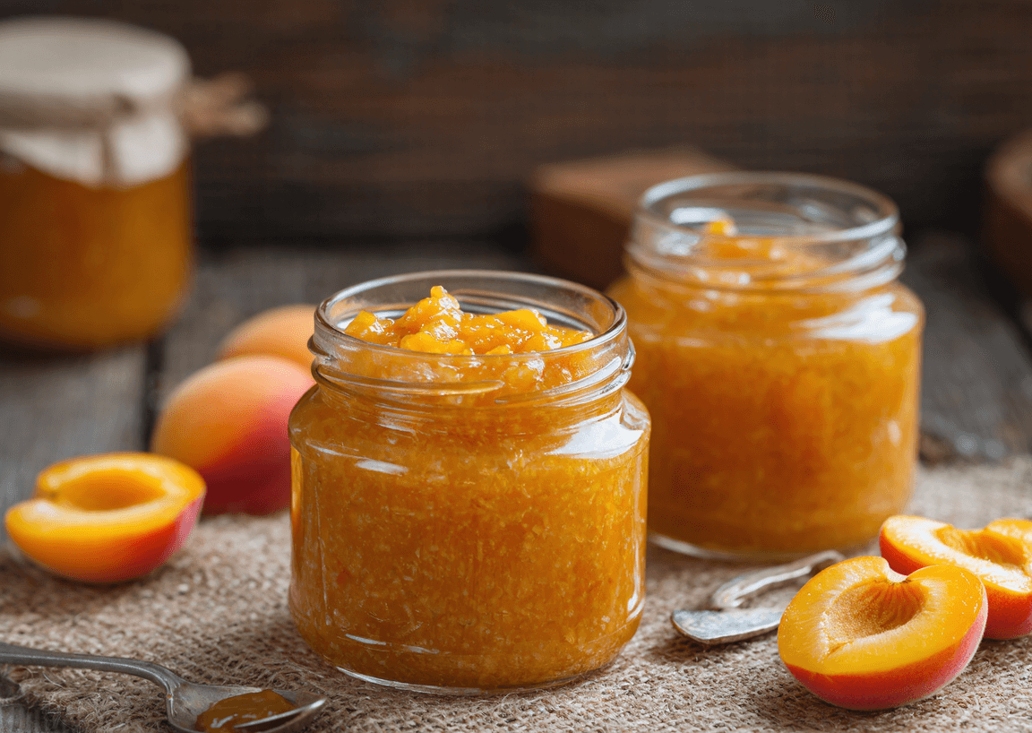 pastis&olive-icake-confiture : une cuillère de confiture violette avec une tartine craquante et un rhum arrangé à côté