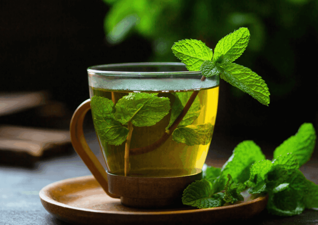 pastis&olive-sirop-de-menthe3 : carafe en verre avec brume, rondelle de citron à la surface