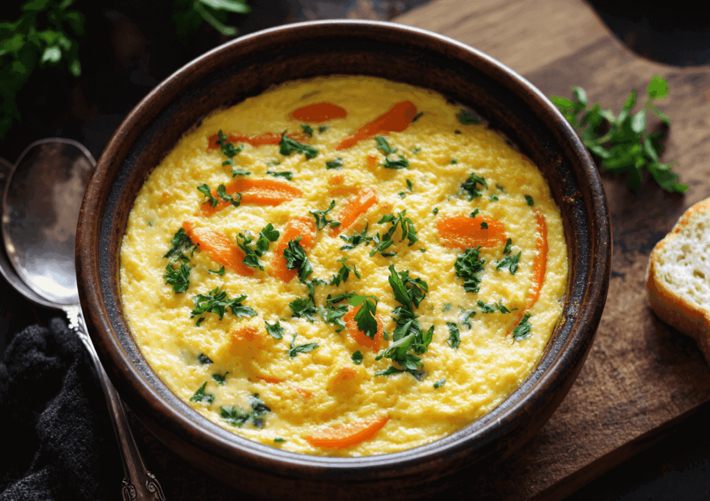 pastis&olive_carottes-oeuf-mollet🖼️ Mini cocottes avec œuf luisant et carottes coupées en biseau à côté.