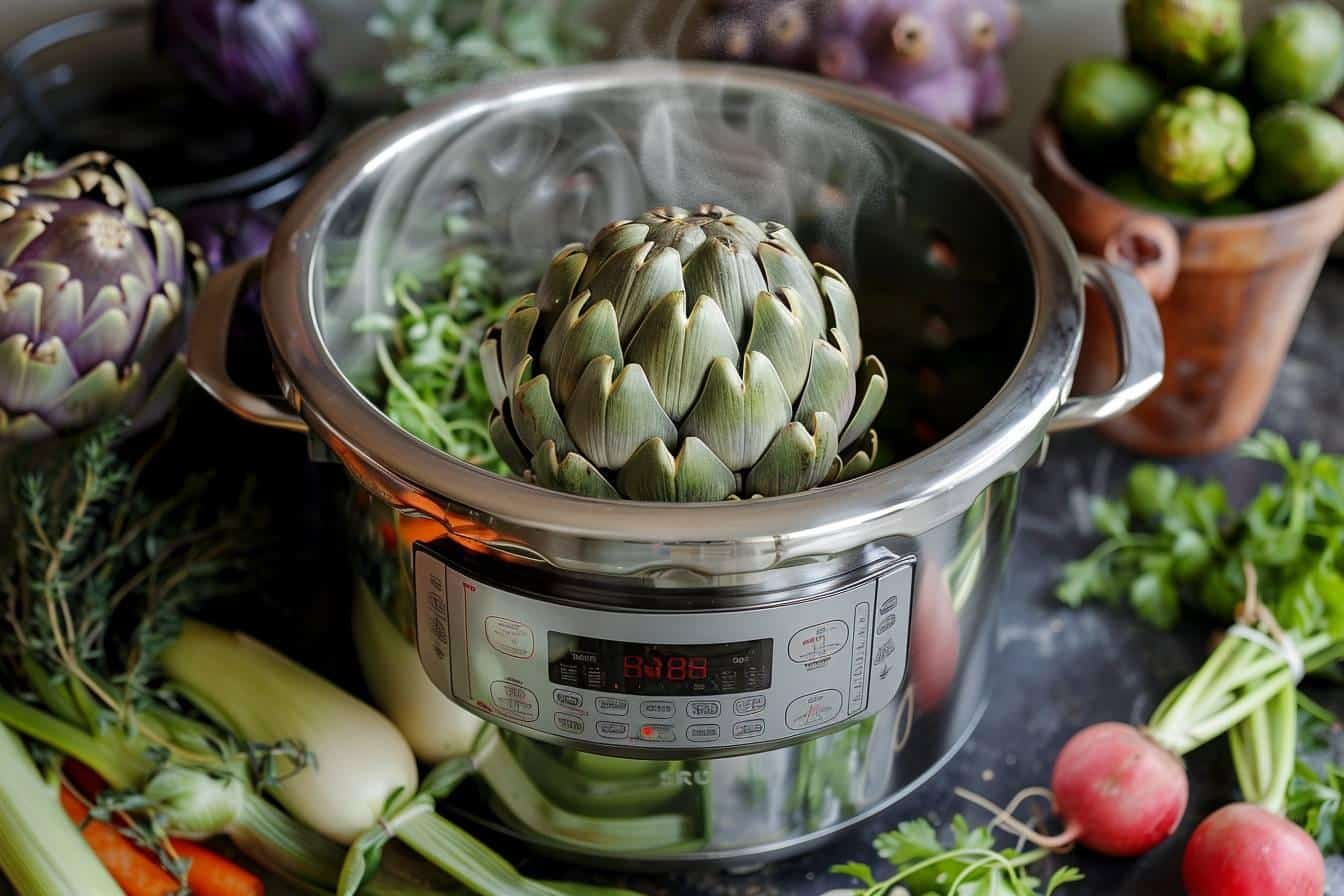 découvrez comment préparer des artichauts tendres et savoureux en un temps record grâce à la cocotte-minute. une recette simple et rapide qui met en valeur toute la délicatesse de ce légume.préparez des artichauts dignes des plus grands chefs en quelques étapes seulement!
