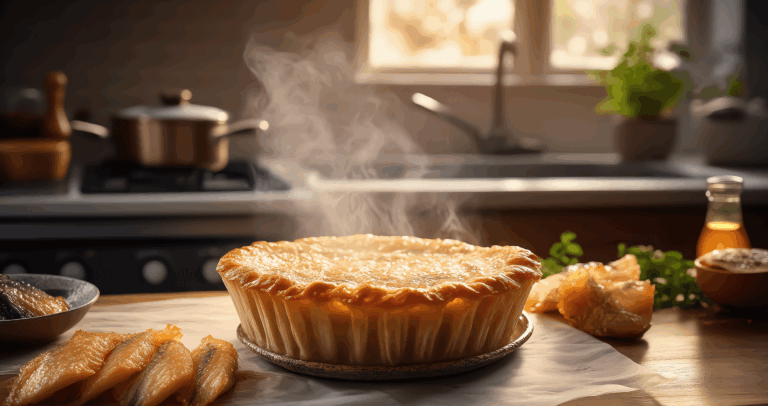🖼️ Photo de la pissaladière fumante sortant du four avec les anchois bien dorés