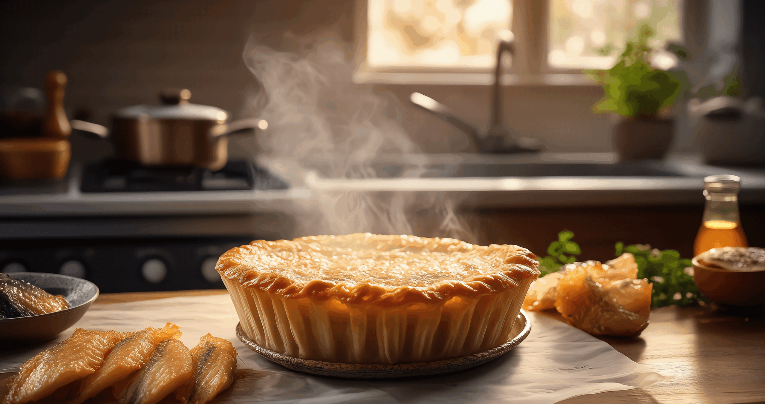 🖼️ Photo de la pissaladière fumante sortant du four avec les anchois bien dorés