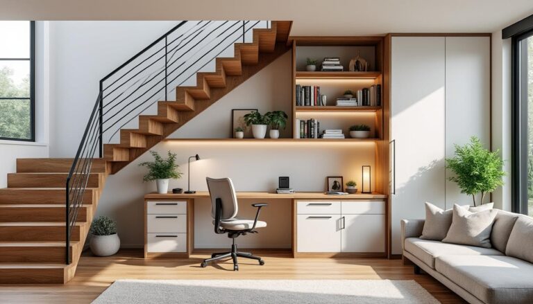 découvrez des idées pratiques et fonctionnelles pour aménager l'espace sous un escalier ouvert et optimiser votre intérieur avec style.