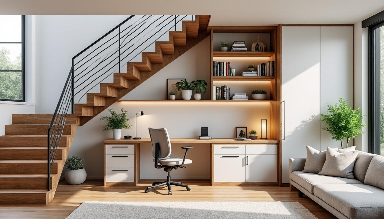 découvrez des idées pratiques et fonctionnelles pour aménager l'espace sous un escalier ouvert et optimiser votre intérieur avec style.