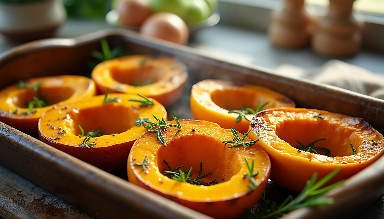 découvrez une recette simple et savoureuse d'accompagnement de butternut au four, parfaite pour sublimer vos repas avec douceur et gourmandise.