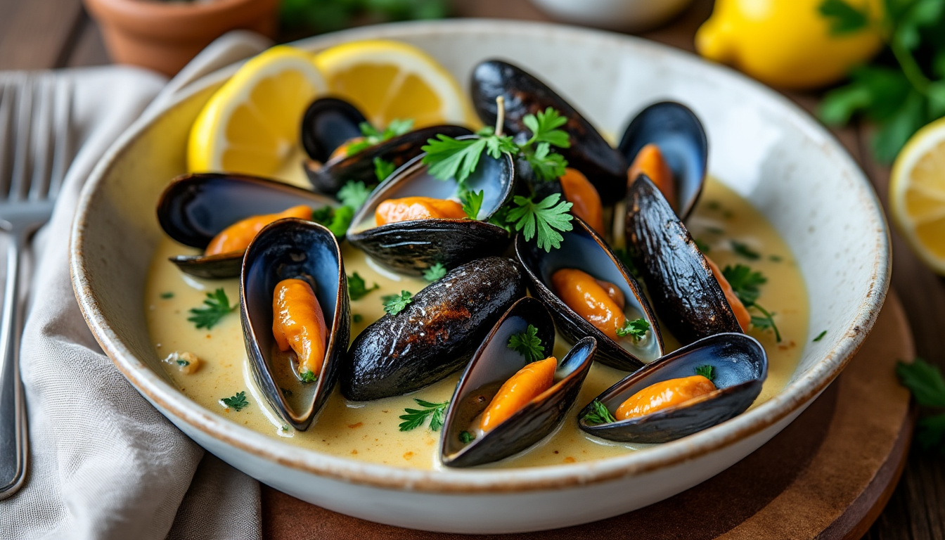 découvrez une recette facile de moules à la crème sans vin blanc ni alcool, parfaite pour un plat savoureux et rapide à préparer.