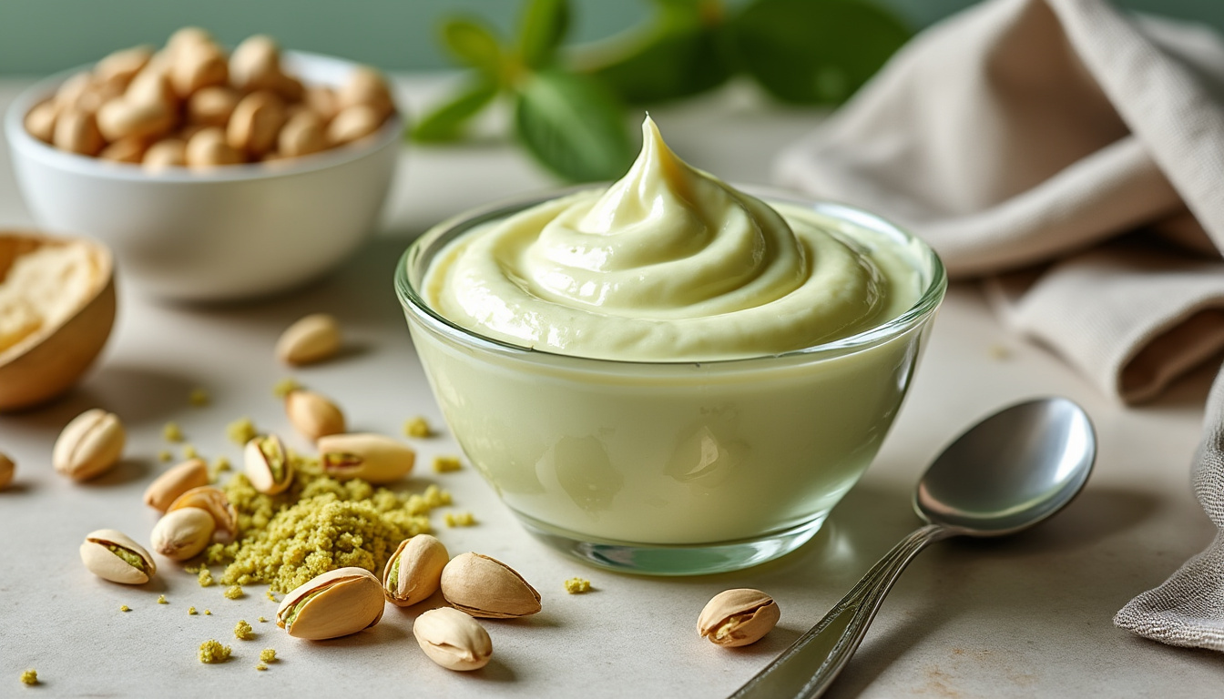 découvrez une recette simple de crèmeux pistache maison, onctueux et gourmand, idéal pour garnir vos desserts ou savourer à la cuillère.