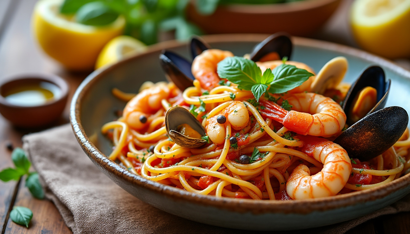 préparez des spaghetti aux fruits de mer à l’italienne : une recette simple, savoureuse et ensoleillée, idéale pour un repas gourmand.